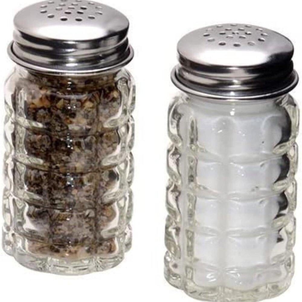 Retro Style Salt and Pepper Shakers with Stainless Tops 2